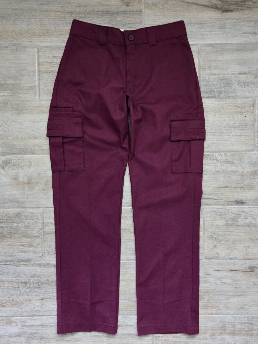 NWT Dickies Contrast Twill Cargo Pants Mens Maroon Regular Fit 30W 32L